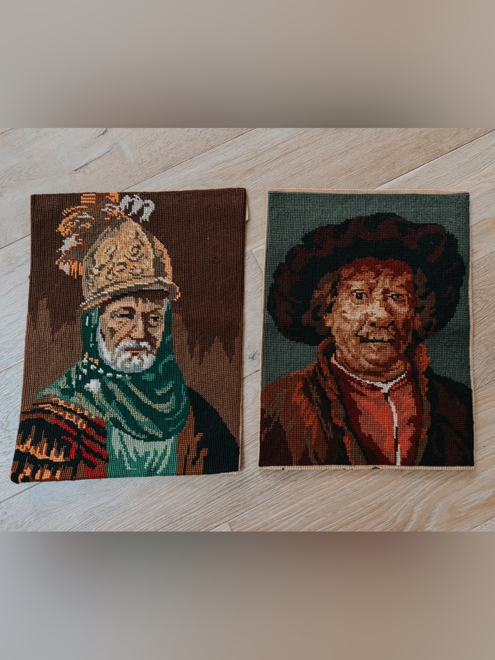 Vintage Embroidery Needlepoint Set | Wall Art Decor | Rembrandt Tapestry